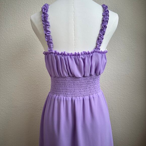 Lovers and Friends Arden Midi Chiffon with Side Seam Slits Dress Purple Lilac  S - Picture 9 of 15